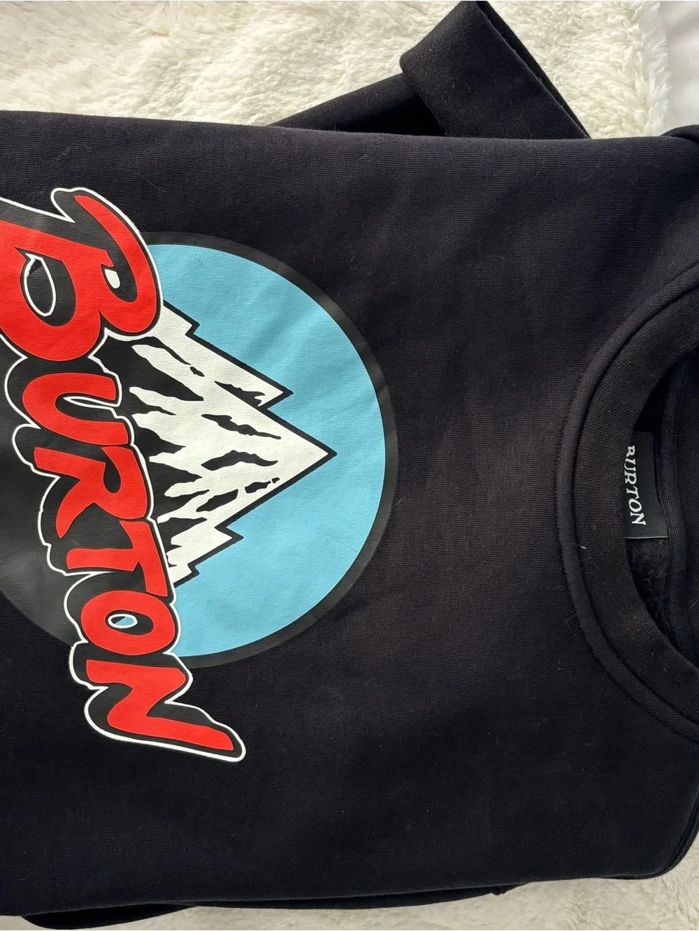 Burton Black Crewneck Sweater with Red & Sky Blue Logo